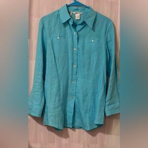 Richard Malcolm Women's Turquoise Linen Blouse